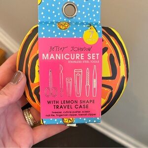 Betsey Johnson Lemon Manicure Set lemon shaped travel case